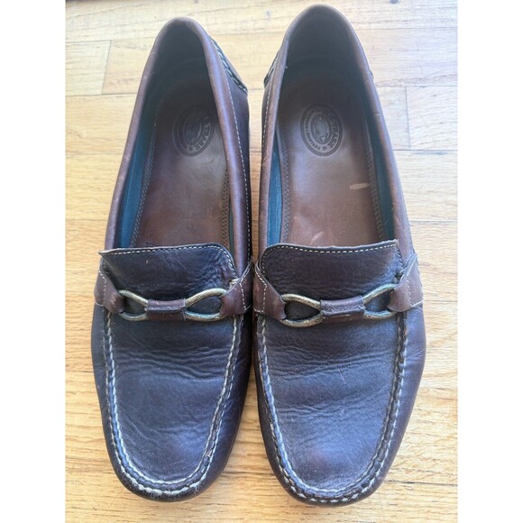 HS trask Mens Shoes Buckle Brown Buffulo Slip On loafers buckle 10 - Picture 1 of 6